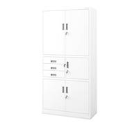 Jan Nowak Armoire de Bureau métallique avec Coffre Fort à Code tiroirs verrouillable Armoire à dossiers Meuble de Rangement Documents classeurs Acier pour Bureau 185 x 90 x 40 cm