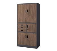 Jan Nowak Armoire de Bureau métallique avec Coffre Fort à Code tiroirs verrouillable Armoire à dossiers Meuble de Rangement Documents classeurs Acier pour Bureau 185 x 90 x 40 cm