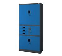 Jan Nowak Armoire de Bureau métallique avec Coffre Fort à Code tiroirs verrouillable Armoire à dossiers Meuble de Rangement Documents classeurs Acier pour Bureau 185 x 90 x 40 cm