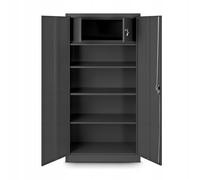 Armoire de Bureau Métallique C001D avec Compartiment Secret Tôle d'acier Revêtement en Poudre 185 cm x 90 cm x 45 cm (Anthracite)