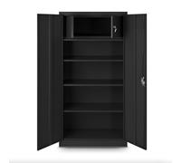 Jan Nowak Armoire de Bureau Métallique C001D avec Compartiment Secret Tôle d'acier Revêtement en Poudre 185 cm x 90 cm x 45 cm Noir