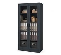 Jan Nowak Armoire de Bureau Métallique Vitrée Verrouillable 185x90x40 cm
