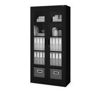 Jan Nowak Armoire de Bureau Métallique Vitrée Verrouillable 185x90x40 cm