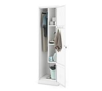 Jan Nowak Armoire de Rangement, Multifonction, Vestiaire Metallique | 185 cm x 50 cm x 50cm | Étagères, Crochets à vêtements | Fentes de Ventilation, Porte-étiquette, Verrouillable, Blanc
