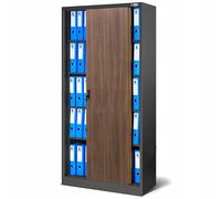 Jan Nowak Armoire Métallique Portes Coulissantes Verrouillable 185x90x40 cm | Armoire à dossiers en acier thermolaqué 0,6 mm, 4 étagères réglables 50 kg, serrure, fixation murale, jusqu’à 50 classeurs.