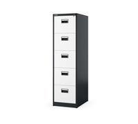 Jan Nowak Armoire pour Dossiers Suspendus Métallique avec 5 Tiroirs Revêtement en Poudre Tôle d'acier 162 cm x 46 cm x 62 cm (Anthracite/Blanc)