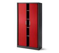 Jan Nowak Armoire Rideaux de Bureau métallique 4 étagères Porte roulante tôle d'acier verrouillable 185 cm x 90 cm x 45 cm (Anthracite/Rouge)