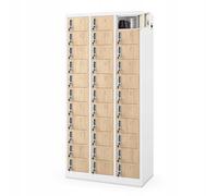 Jan Nowak Armoire Vestiaire 3B11A Casier Metallique pour Objets de Valeur 33 Compartiments Revêtement en Poudre 185 cm x 90 cm x 45 cm (Blanc-Bois)