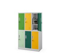 Jan Nowak Armoire Vestiaire 3B2AS Casier Metallique 6 Compartiments Revêtement en Poudre 150 cm x 90 cm x 45 cm (Multicolore)