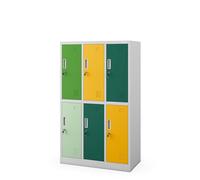 Jan Nowak Armoire Vestiaire 3B2AS Casier Metallique 6 Compartiments Revêtement en Poudre 150 cm x 90 cm x 45 cm (Multicolore)
