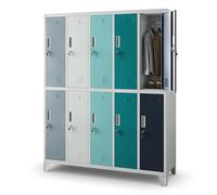 Jan Nowak Armoire vestiaire 5B2A - en métal - avec 10 Compartiments - Porte-étiquettes - Fentes d'aération - Métal revêtu par pulvérisation - 172 cm x 136 cm x 45 cm (H x l x P) - Multicolore