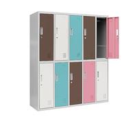 Jan Nowak Armoire Vestiaire 5B2AS Casier Metallique 10 Compartiments revêtement en Poudre 150 cm x 136 cm x 45 cm (Couleurs Pastel)