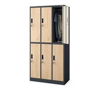 Jan Nowak Armoire Vestiaire 6 Casiers Verrouillables 185 x 90 x 45 cm | Vestiaire professionnel en acier, 6 casiers ventilés avec tringle et serrure, charge 10 kg chacun, fixation murale.
