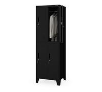 Jan Nowak Armoire Vestiaire Métal 4 Casiers Verrouillables avec Tringles | Vestiaire acier, 4 casiers verrouillables avec tringles, ventilation et fixation murale, pour entreprise, atelier et école