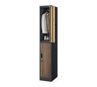 Jan Nowak Armoire Vestiaire Métallique 2 Casiers à Clé, 185 x 45 x 32 cm | 2 Serrures, Tringle par Compartiment, Ventilation, Porte Étiquette, Charge 10 kg par Casier, Fixation Murale, 4 Clés Incluses