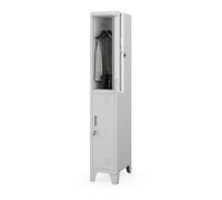 Jan Nowak Armoire Vestiaire Métallique 2 Casiers Verrouillables 172x30x45cm | Vestiaire pro en acier, 2 casiers verrouillables avec tringle et ventilation, pour vêtements et effets personnels, gris