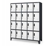 Domator Jan Nowak Casier Vestiaire 5B4A Armoire Metallique avec 20 Compartiments Revêtement en Poudre 172 cm x 136 cm x 45 cm (Anthracite-Blanc)