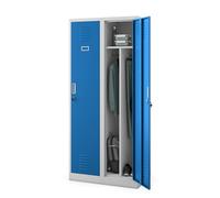 Jan Nowak Armoire Vestiaire Metallique 2B1A Casier en Métal 2 Compartiments cloison Revêtement en Poudre 180 cm x 80 cm x 50 cm (Gris/Bleu)