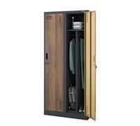 Jan Nowak Armoire Vestiaire Metallique 2B1A Casier en Métal 2 Compartiments cloison Revêtement en Poudre 180 cm x 80 cm x 50 cm (Anthracite-Imitation Bois)