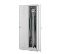 Jan Nowak Armoire Vestiaire Metallique 2B1A Casier en Métal 2 Compartiments cloison Revêtement en Poudre 180 cm x 80 cm x 50 cm (Gris)
