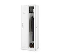 Jan Nowak Armoire Vestiaire Metallique 2B1AS Casier en Métal 2 Compartiments cloison Revêtement en Poudre 180 cm x 60 cm x 50 cm Blanc