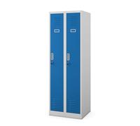 Jan Nowak Armoire Vestiaire Metallique 2B1AS Casier en Métal 2 Compartiments cloison Revêtement en Poudre 180 cm x 60 cm x 50 cm (Gris/Bleu)