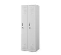 Jan Nowak Armoire Vestiaire Metallique 2B1AS Casier en Métal 2 Compartiments cloison Revêtement en Poudre 180 cm x 60 cm x 50 cm (Gris)