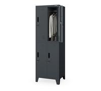 Jan Nowak Armoire vestiaire métallique 4 casiers verrouillables avec tringles penderie Ventilation Fixation Murale Structure Acier pour vestiaires Entreprises ateliers écoles