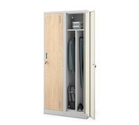 Jan Nowak Armoire Vestiaire Métallique 4 Compartiments, Casier Personnel avec Serrure, Armoire Bureau pour Vêtements Travail, Étagères, Tringles, Crochets, Aération, 180 x 80 x 50 cm