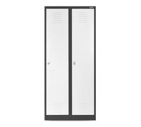 Jan Nowak Armoire Vestiaire Metallique 2B1A Casier en Métal 2 Compartiments cloison Revêtement en Poudre 180 cm x 80 cm x 50 cm (Anthracite/Blanc)