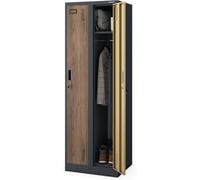 Jan Nowak Armoire vestiaire métallique, casier vestiaire 2 Cases, Armoire de Rangement Personnel verrouillable avec penderie, étagère, Crochets, Ventilation et Serrure, 180 x 60 x 50 cm