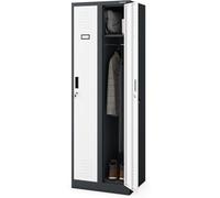 Jan Nowak Armoire vestiaire métallique, casier vestiaire 2 Cases, Armoire de Rangement Personnel verrouillable avec penderie, étagère, Crochets, Ventilation et Serrure, 180 x 60 x 50 cm