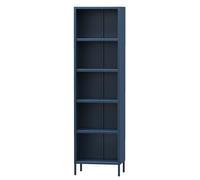Jan Nowak Bibliotheque Etagere Rangement et Métal - Mario | 4 Étagères Réglables (4x30 kg), Montage Mural | Bibliothèque Meuble de Rangement pour Salon, Industriel | 50 x 180 x 35 cm | Bleu Foncé