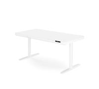 Jan Nowak Bureau Assis Debout Électrique Réglable en Hauteur 140 cm, 120 kg | Double moteur, chargeur sans fil Qi 10 W, tiroir, bac à câbles, 2 mémoires, HSM, anticollision, poste de travail ergonomique