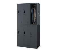 Jan Nowak Casier vestiaire 3B2A Armoire Metallique 6 Compartiments Revêtement en Poudre 185 cm x 90 cm x 45 cm Anthracite