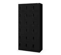 Jan Nowak Casier vestiaire 3B6A Armoire Metallique 18 Compartiments revêtement en Poudre 185 cm x 90 cm x 40 cm Noir