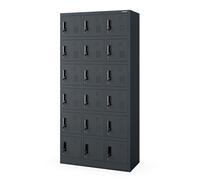 Jan Nowak Casier vestiaire 3B6A Armoire Metallique 18 Compartiments revêtement en Poudre 185 cm x 90 cm x 40 cm Anthracite