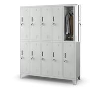 Jan Nowak Casier vestiaire 5B2A Armoire Metallique 10 Compartiments revêtement en Poudre 172 cm x 136 cm x 45 cm (Gris)