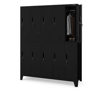 Jan Nowak Casier vestiaire 5B2A Armoire Metallique 10 Compartiments revêtement en Poudre 172 cm x 136 cm x 45 cm (Noir)