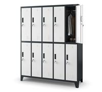 Jan Nowak Casier vestiaire 5B2A Armoire Metallique 10 Compartiments revêtement en Poudre 172 cm x 136 cm x 45 cm (Anthracite/Blanc)
