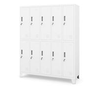 Jan Nowak Casier vestiaire 5B2A Armoire Metallique 10 Compartiments revêtement en Poudre 172 cm x 136 cm x 45 cm (Blanc)