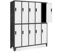 Jan Nowak Casier vestiaire Armoire Metallique 10 Compartiments revêtement en Poudre 172 cm x 136 cm x 45 cm (Anthracite/Blanc)