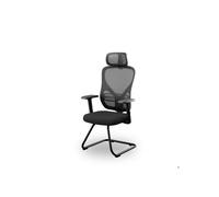 Jan Nowak Chaise de bureau de conférence avec appui-tête noire modèle ORBIT sur patins