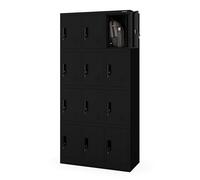 Jan Nowak Coffre-Fort modèle Marcin 3B4A Casier à 12 Compartiments Casier métallique Casier pour vestiaire Casier Social OHS Revêtement en Poudre 185 cm x 90 cm x 40 cm (Noir)