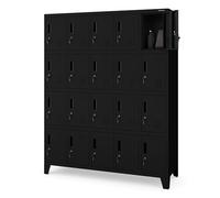 Jan Nowak Domator Casier Vestiaire 5B4A Armoire Metallique avec 20 Compartiments Revêtement en Poudre 172 cm x 136 cm x 45 cm (Noir)