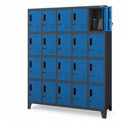 Jan Nowak Domator Casier Vestiaire 5B4A Armoire Metallique avec 20 Compartiments Revêtement en Poudre 172 cm x 136 cm x 45 cm (Anthracite-Bleu)
