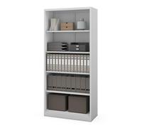 Jan Nowak Étagère de Bureau Métallique, 5 Niveaux, 90 x 195 x 40 cm | 4 tablettes réglables tous les 2,5 cm, charge 40 kg chacune, fond métallique fermé, acier 0,6 mm, montage à vis