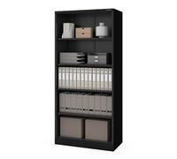 Jan Nowak Étagère de Bureau Métallique, 5 Niveaux, 90 x 195 x 45 cm | 4 tablettes réglables tous les 2,5 cm, charge 40 kg chacune, fond métallique fermé, acier 0,6 mm, montage à vis