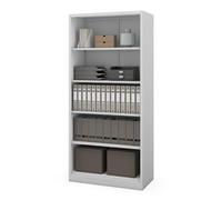 Jan Nowak Étagère de Bureau Métallique, 5 Niveaux, 90 x 195 x 45 cm | 4 tablettes réglables tous les 2,5 cm, charge 40 kg chacune, fond métallique fermé, acier 0,6 mm, montage à vis