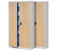 Jan Nowak Lot de 2 Armoires de Bureau Métalliques 4 Étagères 185x90x40 cm | Lot de 2 armoires en acier thermolaqué, 4 étagères réglables de 50 kg chacune, serrure 3 points, pour dossiers et classeurs.